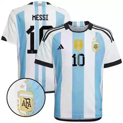 YOUTH Blue Messi #10 Argentina Champions Three Stars Slionel Jersey • $31.49