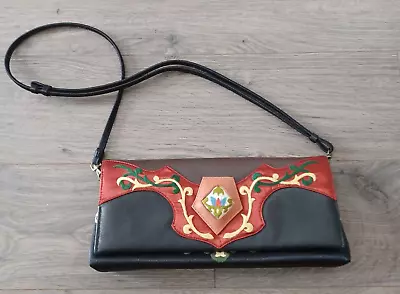 OOVOO Le Thi Hong Tu Hand Embroidered Silk & Leather Asian Shoulder / Clutch Bag • $29.99