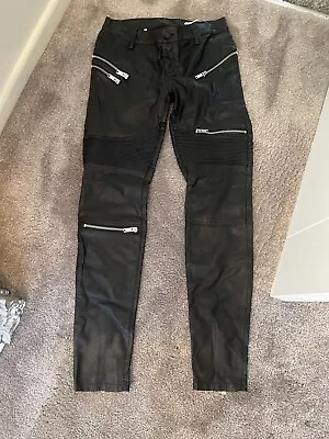 Zara Faux Leather Zipped Jeans Size Xs • £8