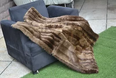 Genuine Real Natural Beaver Fur Blanket Throw Size 51  X 40  Rug - 4978 • $299