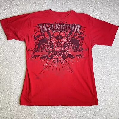 Warrior International MMA T-Shirt Mens Large Red Y2K Skulls Affliction Style • $15.88