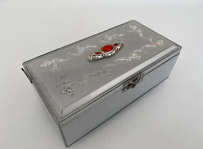 Vintage Silver & Red Jewel Musical Jewellery Box • $35
