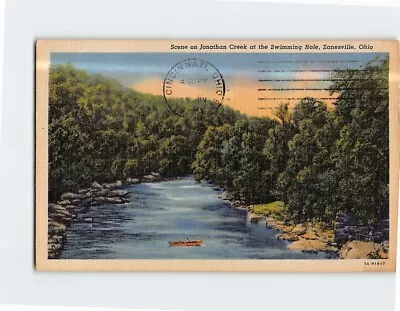 Postcard Scene On Jonathan Creek At The Swimming Hole Zanesville Ohio USA • $6.97