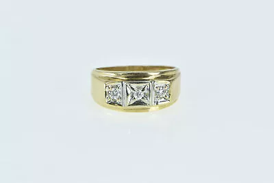 14K 0.18 Ctw Vintage Squared Wedding Band Ring Yellow Gold *52 • $399.95