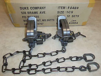 2 New Duke # 1 Coil Spring Traps 0469 Raccoon Mukrat Mink Nuisance Trapping • $25.95