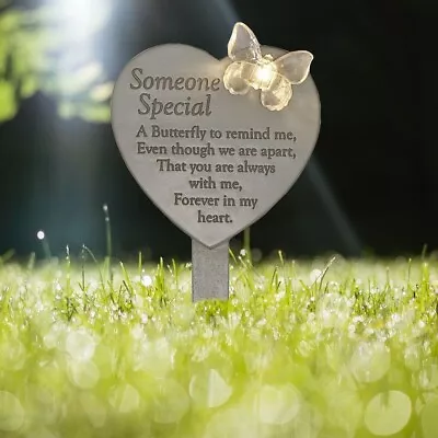 Someone Special Solar Light Up Graveside Heart Stake Memorial Plaque Tribute • £20.99