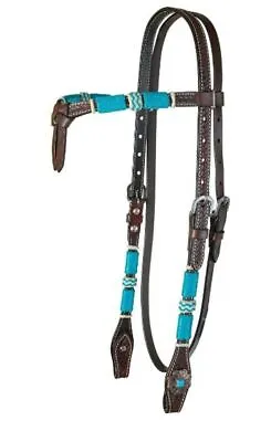 Circle Y Turquoise Roundup Choc Breast Collar OR Headstall OR Wither Strap #1025 • $109.95