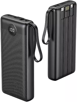 $69.99 • Buy VRURC 20000Mah Power Bank With Built In Cables, 22.5W PD & QC 3.0 USB C Fast Cha