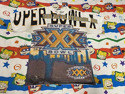 Vintage 1995 Super Bowl XXX 30 Magic Johnson T’s All Over Print Shirt Medium • $59.99