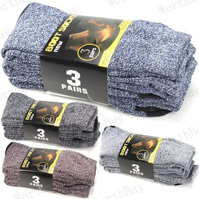 12 Pairs Mens Winter Warm Thermal Crew Work Boot Socks Size 10-13 Cold Weather • $19.49