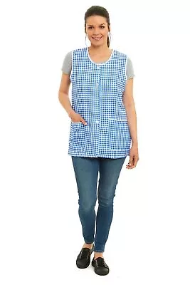 Ladies Elaine Check Checked Tabard Cleaning Work Overall Apron (lot) All Sizes • £9.99