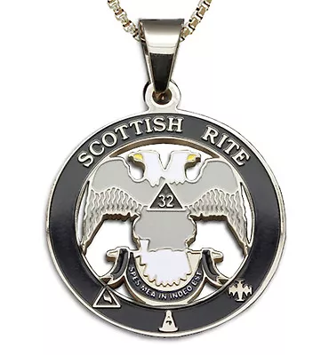 Scottish Rite 32nd Degree Silver Tone Steel Masonic Freemason Pendant & Necklace • $27.99