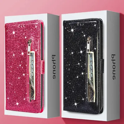 Glitter Bling Leather Wallet Flip Case Cover For IPhone 15 14 Pro Max 13 12 11 • $23.75