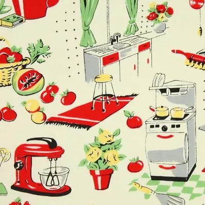  Michael Miller- 50's Kitchen Vintage - Fabric By The Yard 100% Cotton CX1595 • $12.50