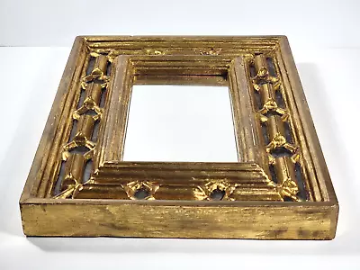 Antique Mirror Gilded Wood & Gesso Frame W/ Smoked Glass Geometric Gilt • $253.03