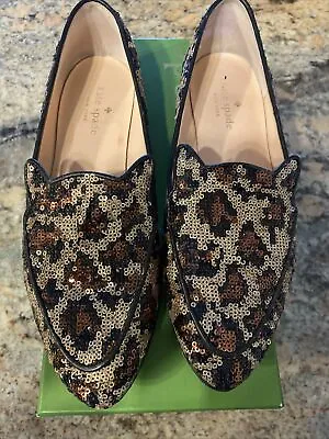 $45 • Buy Kate Spade Shoes Caty Sequin Loafers Gold Sparkle Leopard Prints Flats Size 7M