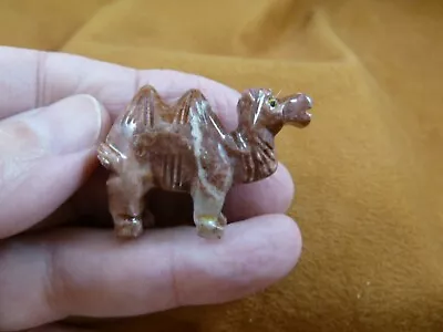 Y-CAM-9) CAMEL Camels Desert Red SOAPSTONE FIGURINE Gemstone Carving Dromedary • £8.54