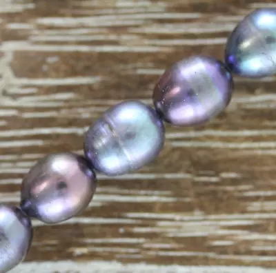 Vintage Puple Pearl Sterling Silver 925 Bead Necklace 21  Staple Layer Retro • $27.20