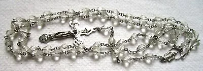 Vintage Catholic Rosary Clear Glass St Anne Of Beaupre With Pouch 23 Inches • $12