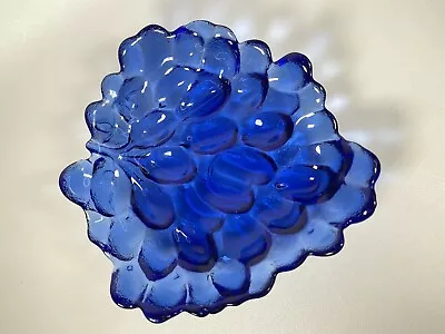 Vintage Cobalt Blue Glass Inverted Grape Cluster Candy Bowl Dish Heavy Thick • $12.20