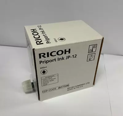 £14.95 • Buy Genuine Ricoh Priport Ink JP-12 600ml Black 817104 Ah75