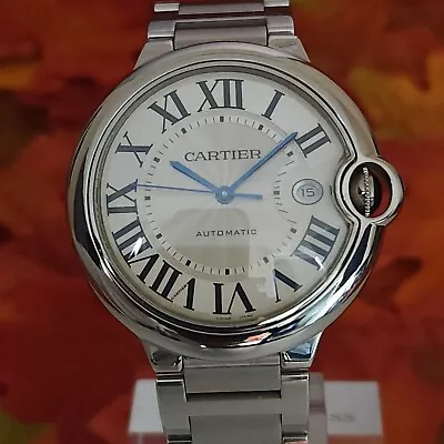 Cartier Ballon Bleu 42mm Silver Dial Stainless Steel Watch SERVICED W69012Z4 • $4495