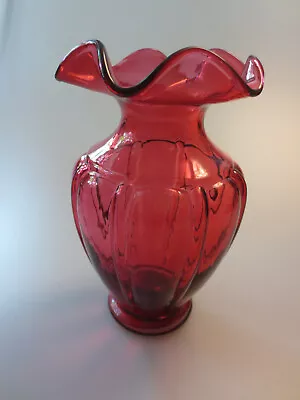 Beautiful Vintage Fenton Cranberry Ruffled Vase 6 3/4  Tall • $28.80