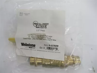 Webstone H-81702W  1/2  Press Full Port Brass Ball Valve • $16
