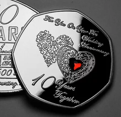 On Your 10th TIN WEDDING ANNIVERSARY Commemorative. Diamante. Gift/Present • £8.99