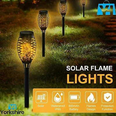 12 Led Solar Torch Dancing Flame Light Flickering Garden Outdoor Lamp Waterproof • £7.95