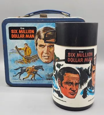 VINTAGE 1974 The Six Million Dollar Man Metal Lunchbox With Thermos - Aladdin  • $124.99