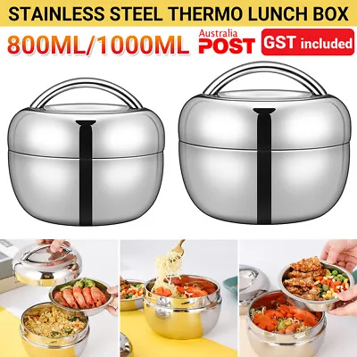 1/2Stainless Steel Thermo Insulated Thermal Lunch Bento Box Round Food Container • $16.74