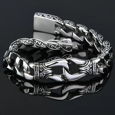 Mens Heavy Sturdy Alloy Motorcycle Biker Chain Bracelet Wristband Gift • $7.95