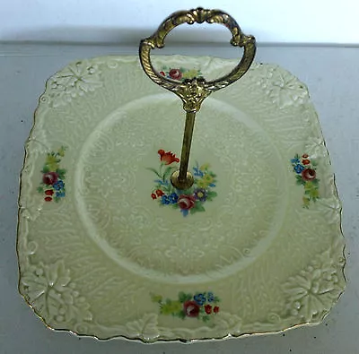 Vintage 1920’s Moriyama Mori-machi-Japan Center Handle Square Plate Ivory Glaze • $16