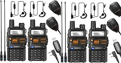 Long Range 50 Mile Walkie Talkie Two Way Radio Charge Headset Waterproof 4 PACK • $112.89