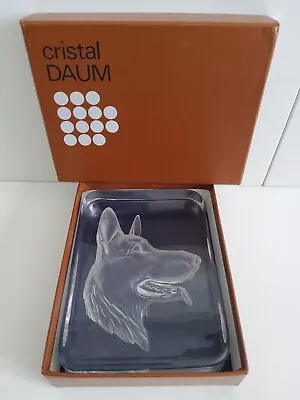 Daum France Cristal Crystal Etched Engraved Dog Head German Shepherd Signed  • £44.99