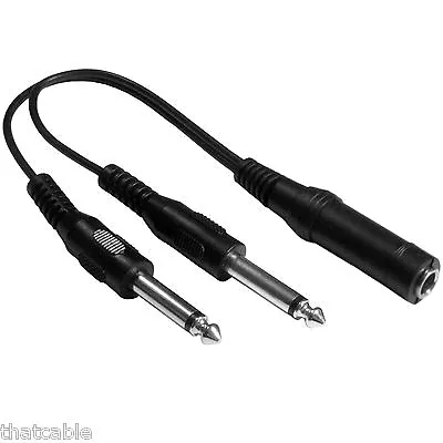 £5.49 • Buy 6.35mm ¼  Mono Y Splitter Adapter Cable 2x Male To Female Socket Microphone Jack