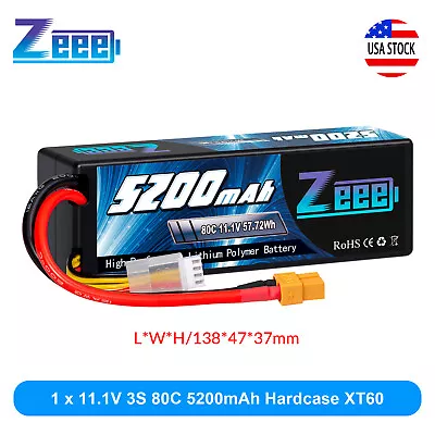 Zeee 11.1V 80C 5200mAh 3S LiPo Battery XT60 For RC Car Truck Heli Quad Racing • $30.79