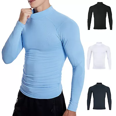 US Men's Compression Shirts Workout Running Tops Long Sleeve Athletic T-Shirts • $13.54