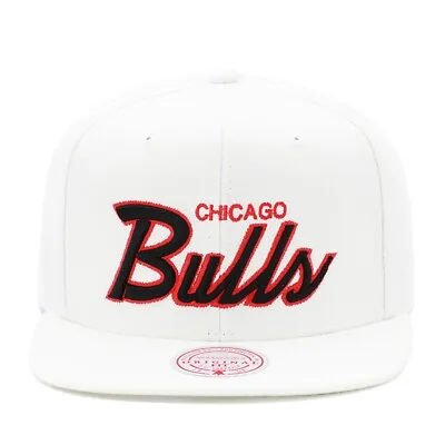 Mitchell & Ness Chicago Bulls NBA Script Snapback Hat Cap White • $34.90