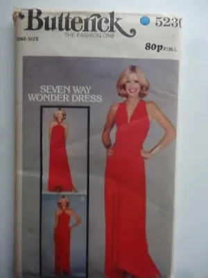 £2 • Buy Vintage 70s  Butterick 5230 One Piece Dress Sewing Pattern - One-size