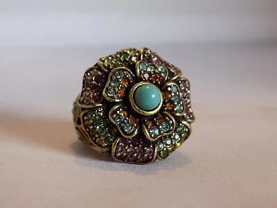 $35 • Buy Heidi Daus Retired  Passionate Poisey  Swarovski Crystal Flower Ring - Sz 5.25