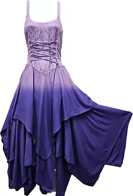 Tie Dye Dress Ombre Viscose Boho Corset Festival Pixie Hem One Size 18 20 22 • £32.99