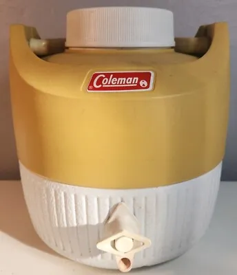 Vintage Coleman Water Jug Made In Wichita KS  Harvest Gold Yellow Color 1976 • $15