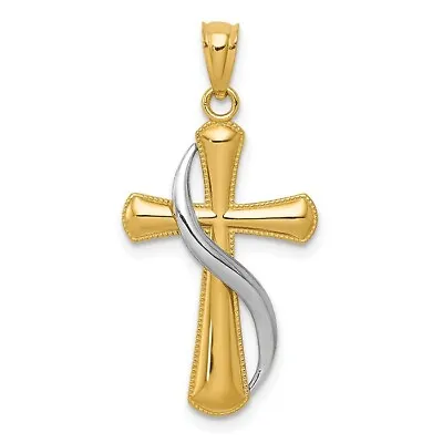 14k Two-tone Gold Methodist Cross Pendant - Made In USA • $193