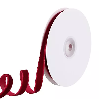 3/8  10 Yard Velvet Ribbon Polyester Single Face Spool Gift Wrap Decor Burgundy • $8.51