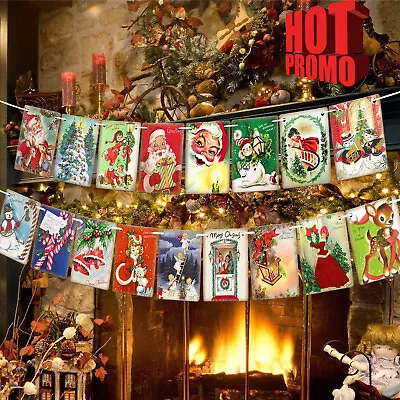 2023 Christmas Banner Christmas Decoration Vintage Style Bunting Xmas Banner AU • $9.77