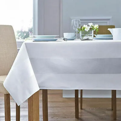 White 100% Cotton Damask Satin Band Table Linen/Cloth • £10