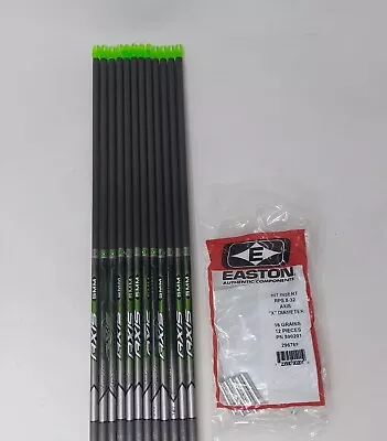 12pk Easton Axis Carbon 340 5mm 919104: Uncut Arrow Shafts W/ X Nocks & Inserts • $108.99