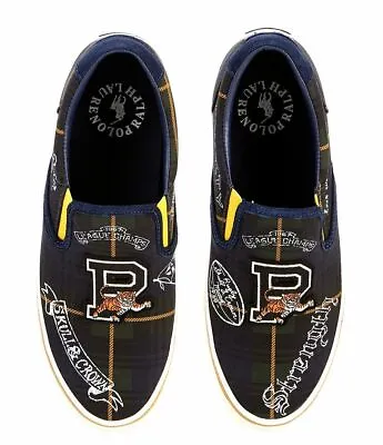 Ralph Lauren Polo THOMPSON TARTAN SLIP-ON Canvas Sneaker Keaton Shoe Men Sz 9~BN • $94.99
